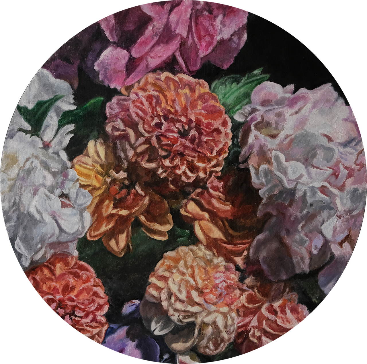 Dahlias and Hydrangeas original Canadian art by Robert Lemay