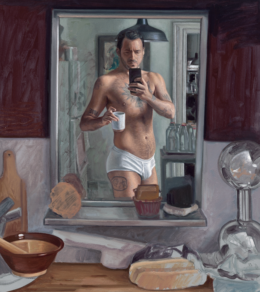 Morning selfie (ode to Chardin) original Canadian art by Ian Stone