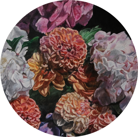 Dahlias and Hydrangeas original Canadian art by Robert Lemay