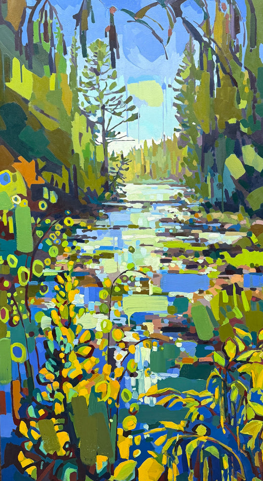 (Provincial Park Loop)
where we took a dip
here with Shield (before
we got back in the car) original Canadian art by Chrissy Nickerson