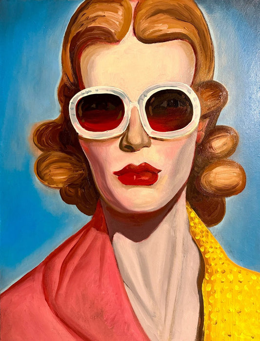 Figure in Red Glasses original Canadian art by Noah Becker