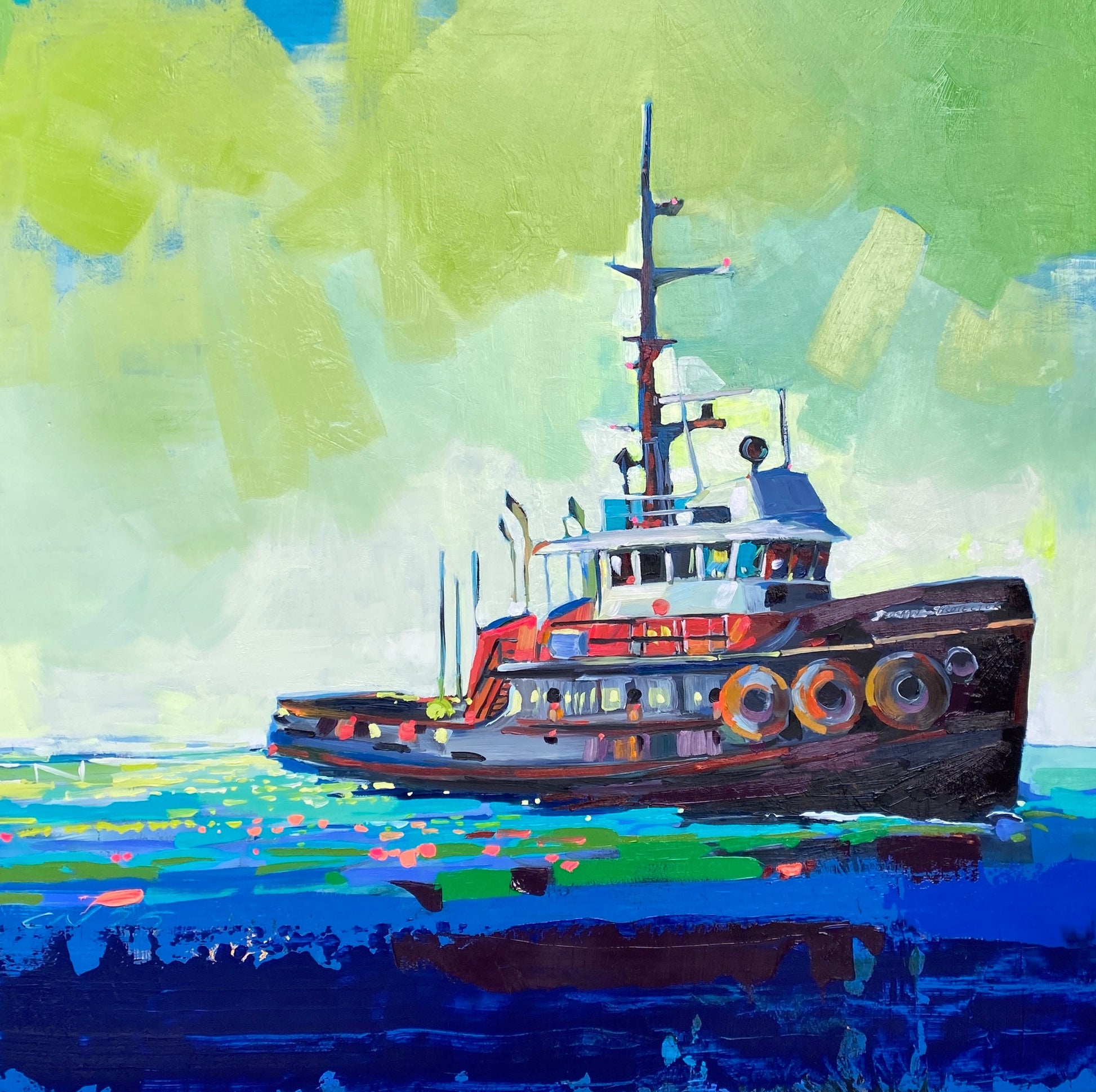 Victoria Harbour Tug original Canadian art by Chrissy Nickerson
