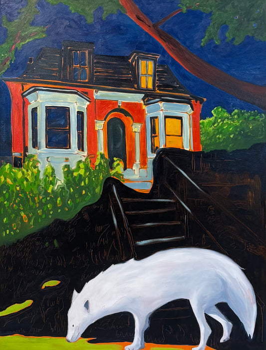 White wolf in Victoria       original Canadian art by Michael Cameron
