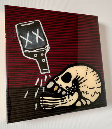 GOLD CROWN w/ BLACK & RED STRIPES original Canadian art by Jay Hanscom