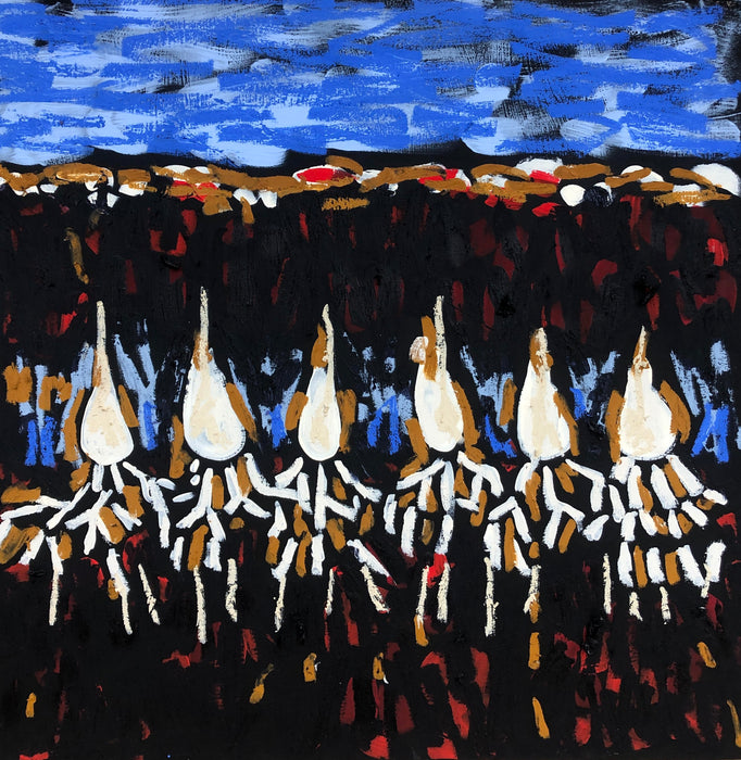 Bulbs Underground in Winter original Canadian art by Andrea Simmonds
