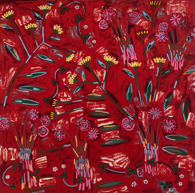 Coastal Strawberry, Nodding Onion, and Entire-leaved Gumweed original Canadian art by Andrea Simmonds