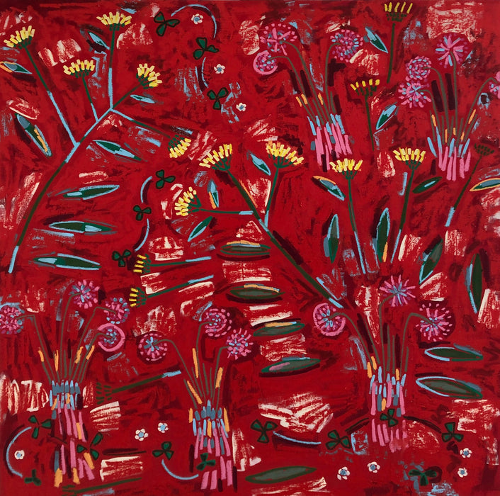 Coastal Strawberry, Nodding Onion, and Entire-leaved Gumweed original Canadian art by Andrea Simmonds