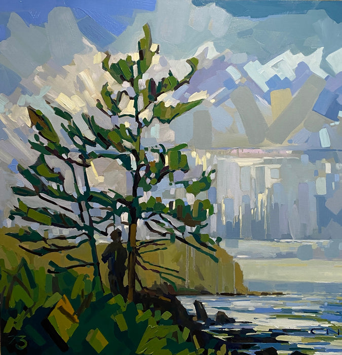 Crysta Cove, Beside Mackenzie Beach. With Figure. by Chrissy Nickerson