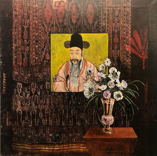 Ancestor Portrait with White Flowers by Mary Lottridge