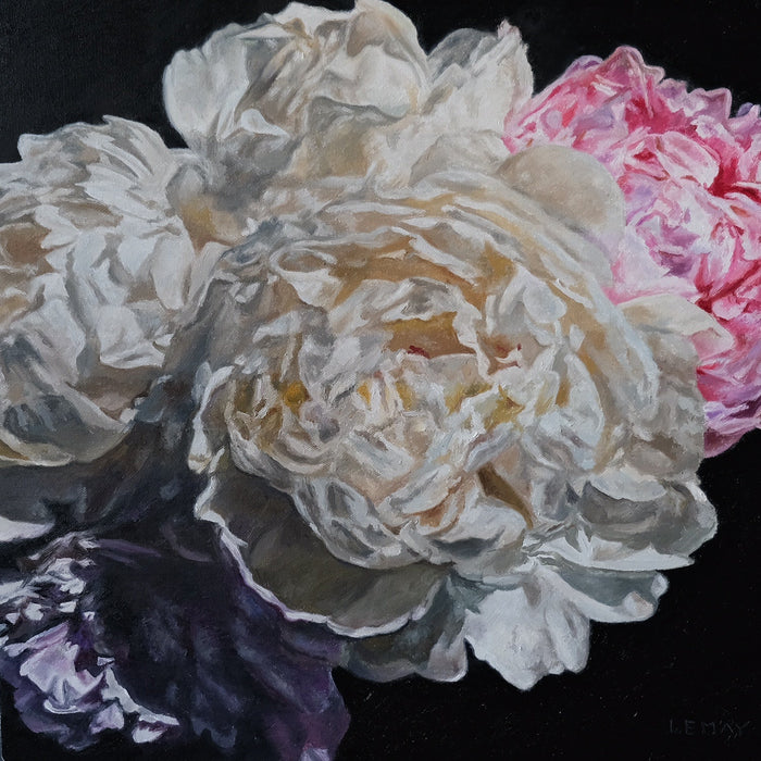 White Peonies original Canadian art by Robert Lemay