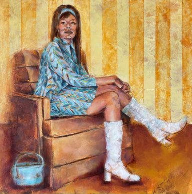 Woman In Chair (White Boots) by Denise Tierney